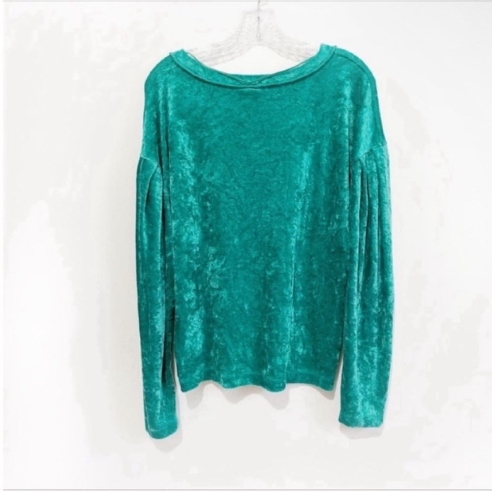 We the Free Milan sweater teal crushed velvet pullover oversized dolman sleeve - Picture 9 of 9